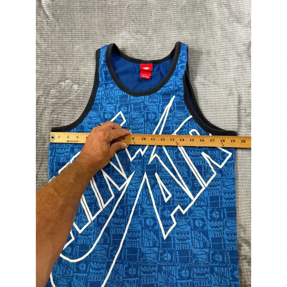 Nike Air Boys Large Blue Geometric‎ Print Sleeveless Basketball Tank Top Mesh L